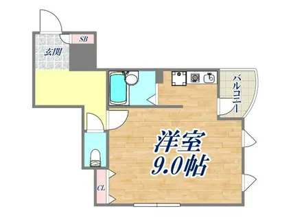 プリオーレ神戸Ⅱ(1K/2階)の間取り写真