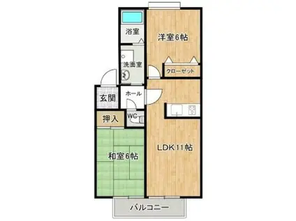 新栄プロパティ恩智III 旧パークハイツたつみ(2LDK/2階)の間取り写真