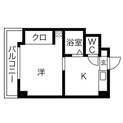 ハッピーコート豊沢(1K/3階)の間取り写真