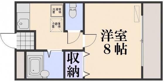 ファンテイル青江(1K/2階)の間取り写真
