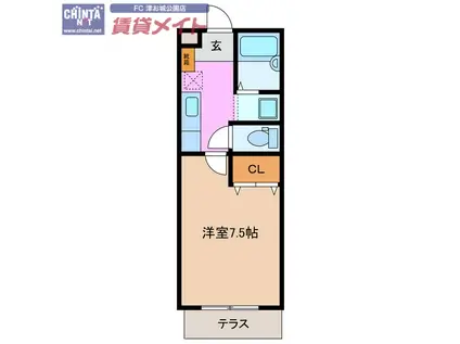 サクシード栗真(1K/1階)の間取り写真