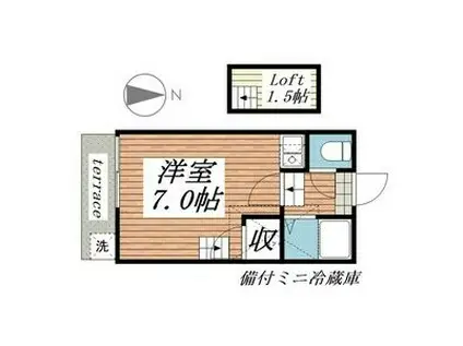 イーストコート出町前A棟(ワンルーム/2階)の間取り写真