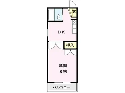 メゾン若木(1DK/3階)の間取り写真