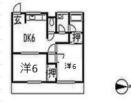 チェリーハイツ(2DK/2階)の間取り写真