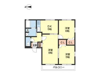 リッチンコートII(2LDK/1階)の間取り写真