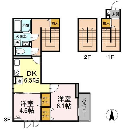 エクセリア滝野川(2DK/3階)の間取り写真