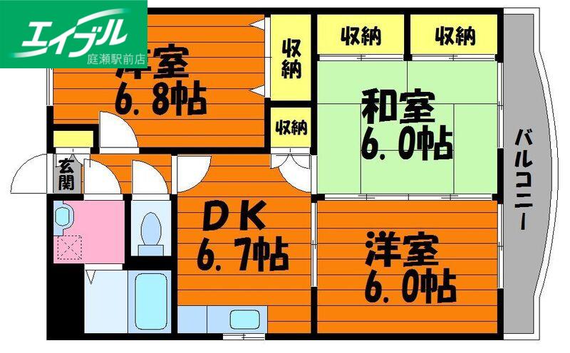 モンルポ(3DK/2階)の間取り写真