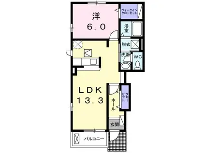 ラッフィナートI(1LDK/1階)の間取り写真