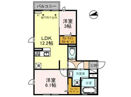 AXAS 9(2LDK/2階)の間取り写真
