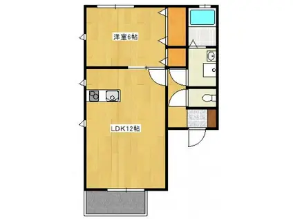 MUGUET(1LDK/2階)の間取り写真
