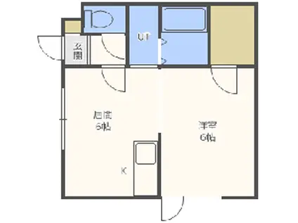 リバティヒル(1DK/2階)の間取り写真