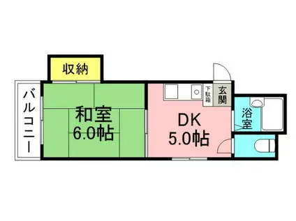 寺川ビル(1DK/5階)の間取り写真