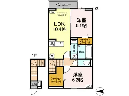 D-RESIDENCE・M川北(2LDK/2階)の間取り写真