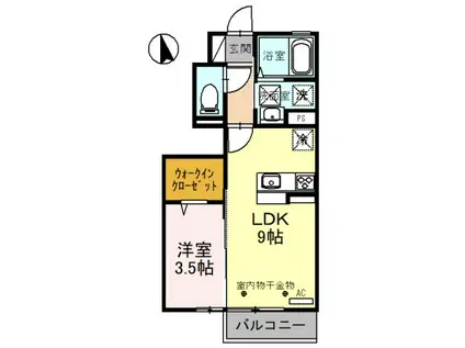 グランドコート東富山 B棟(1LDK/1階)の間取り写真