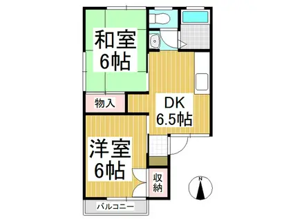 パークタウン北長野C棟(2DK/1階)の間取り写真