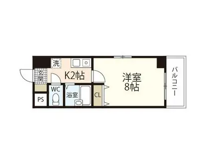 ユアコート舟入(1K/3階)の間取り写真