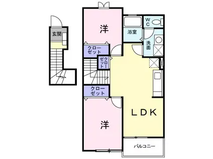 ソナタMII(2LDK/2階)の間取り写真
