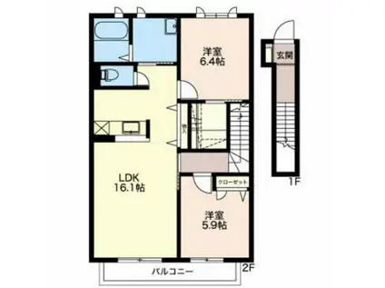 メゾン サミュゼ(2LDK/2階)の間取り写真