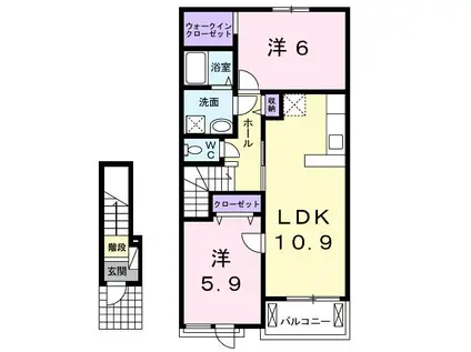 フレッサ(2LDK/2階)の間取り写真