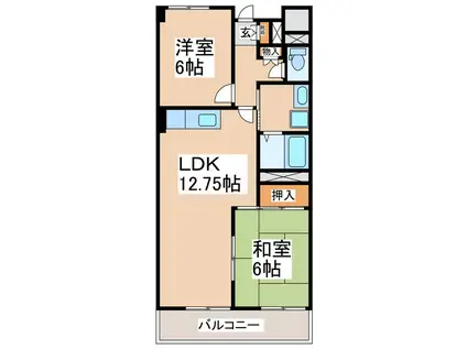 サンライズマンションB棟(2LDK/1階)の間取り写真