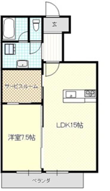 ヒラノマンション(1LDK/4階)の間取り写真