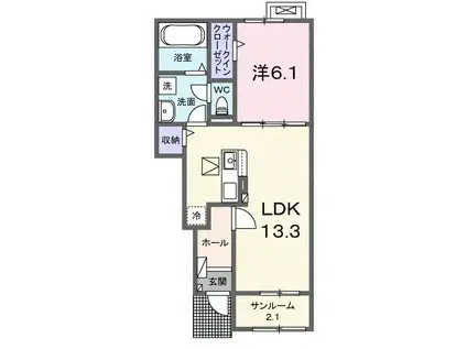 リヒト ファミリエ II(1LDK/1階)の間取り写真