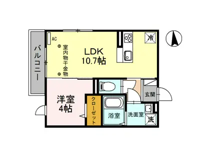 グランディール B棟(1LDK/3階)の間取り写真