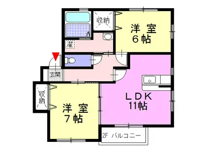 ブリーズハウス(2LDK/2階)の間取り写真