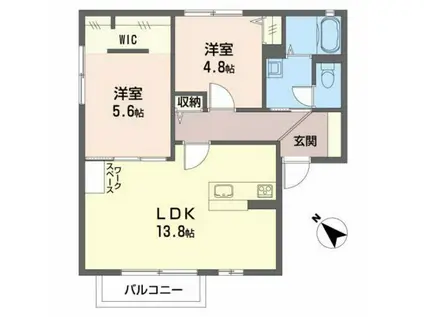 シャーメゾン枇杷(2LDK/1階)の間取り写真