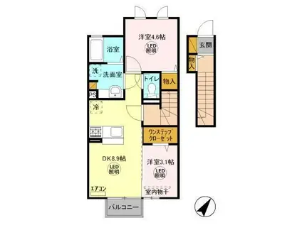 グリーンコートけやきE(2DK/2階)の間取り写真