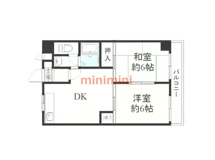 上新庄グランドハイツ北(2DK/8階)の間取り写真