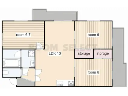 池洞マンション北棟(3LDK/1階)の間取り写真