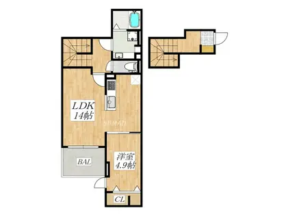 アンジュール西小岩I(1LDK/2階)の間取り写真