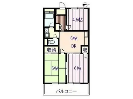 シーサイドグリーンマンション(3DK/1階)の間取り写真