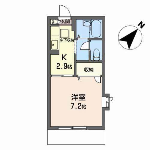 ハイネス山の寺(1K/1階)の間取り写真