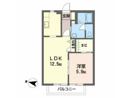 ドエル・タカショーA(1LDK/2階)の間取り写真
