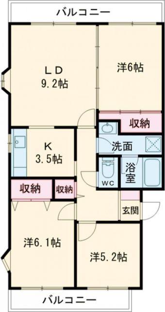 ルミエール緑岡A(3LDK/3階)の間取り写真