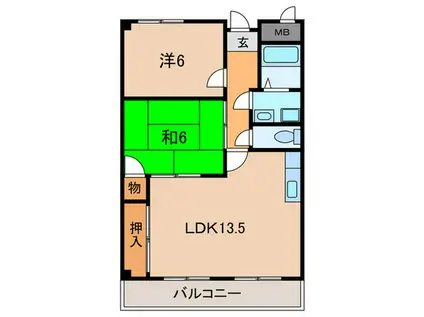 グランデージ明西(2LDK/4階)の間取り写真