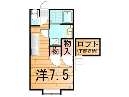 サンハイツ南原B(ワンルーム/2階)の間取り写真