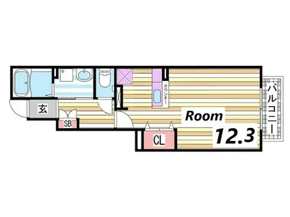 サンセールV(1K/1階)の間取り写真