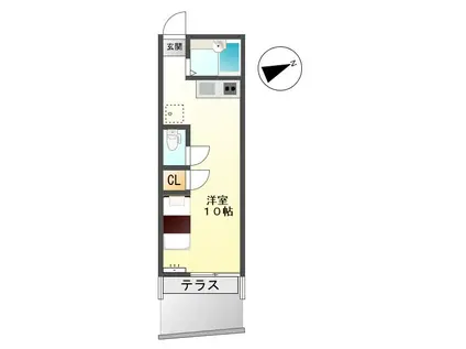 グリーンシャトー(ワンルーム/1階)の間取り写真