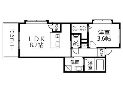 シンシア(1LDK/1階)の間取り写真