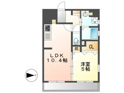 LA CASA ALBA DUE(1LDK/3階)の間取り写真