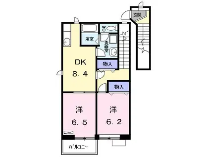 アネックス1(2DK/2階)の間取り写真