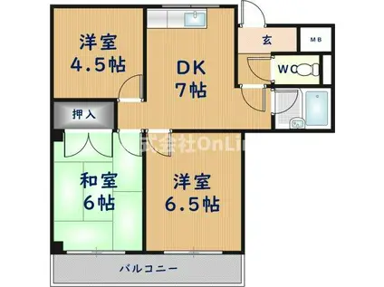 ハイツクレオ(3DK/1階)の間取り写真