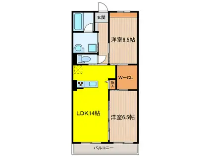 CLARINS(2LDK/4階)の間取り写真