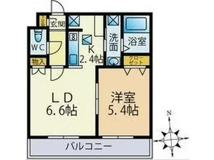 LAVERT平岸(1LDK/1階)の間取り写真