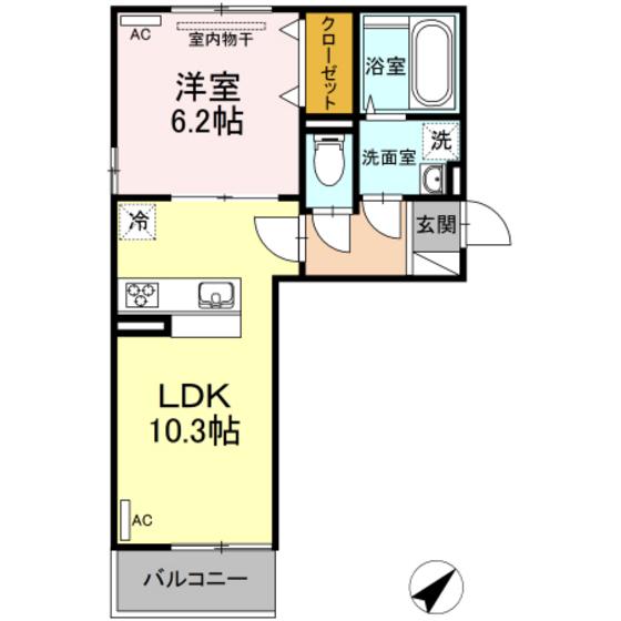 ヴィクトワール(1LDK/3階)の間取り写真