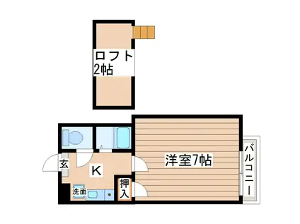 ラ・シェーナ水の森(1K/2階)の間取り写真