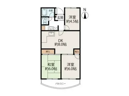 グリーンコーポ金田I(3DK/3階)の間取り写真